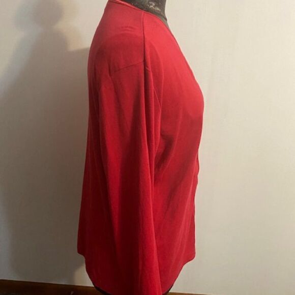 Lands' end Red V-neck button down sweater, size 14-16 - Picture 4 of 5